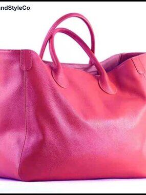 Large Leather Tote Bag Spacious Handbag Interior Pockets Work Travel Purse